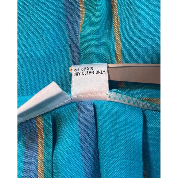 Vintage 80s Rafaella Midi Skirt Striped Blue Yellow Pintuck Pleats Granny Twee 8 - Picture 6 of 14